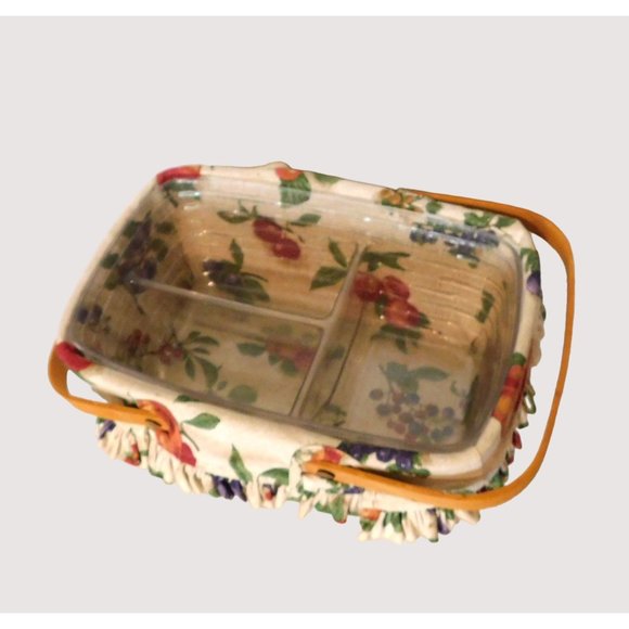 Longaberger 1999 Rectangle Chore Basket Handles Fabric Plastic Liners - Picture 3 of 12